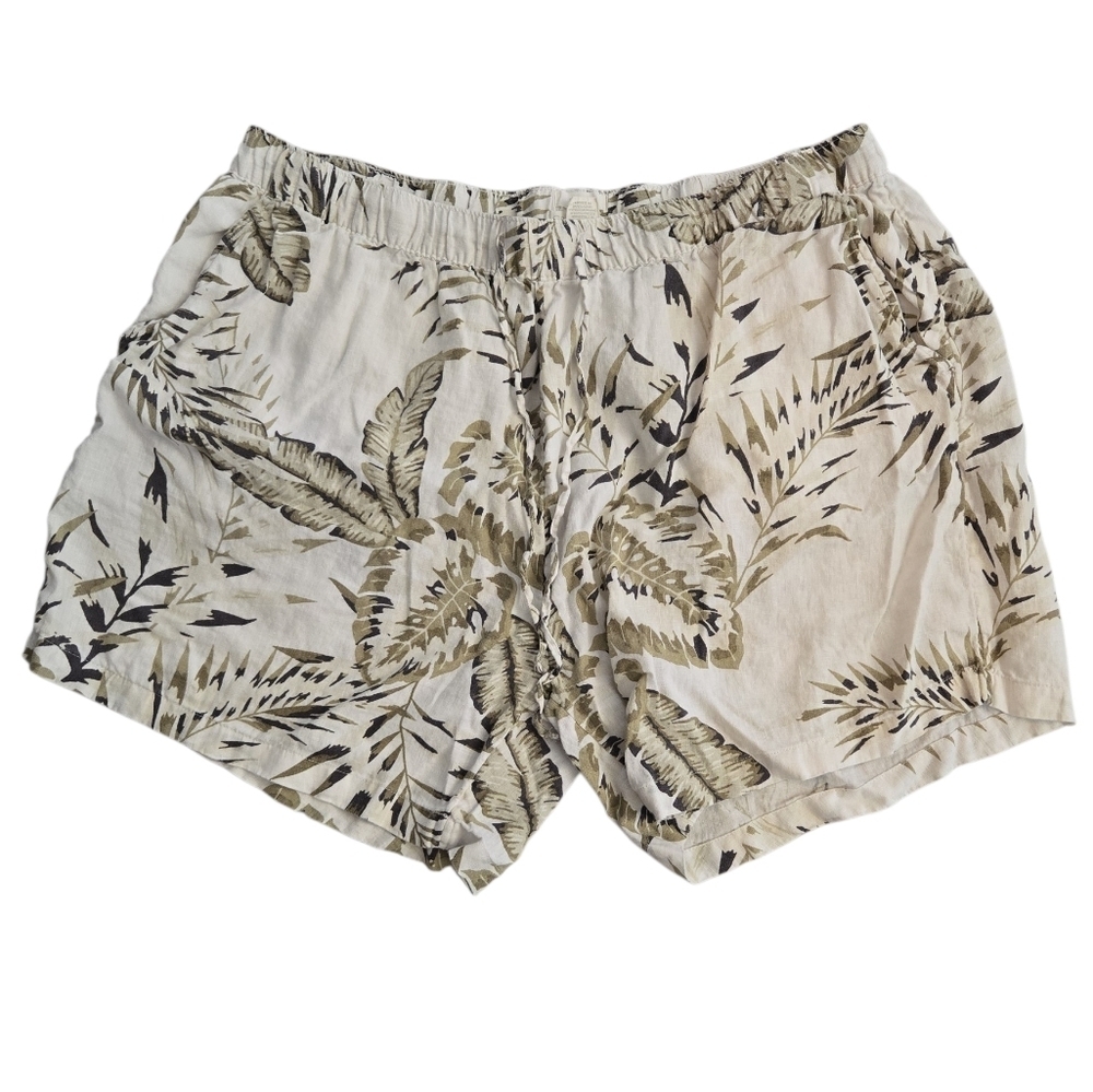 C & C CALIFORNIA 100% LINEN TROPICAL JUNGLE PRINT SHORTS. SIZE 2X.